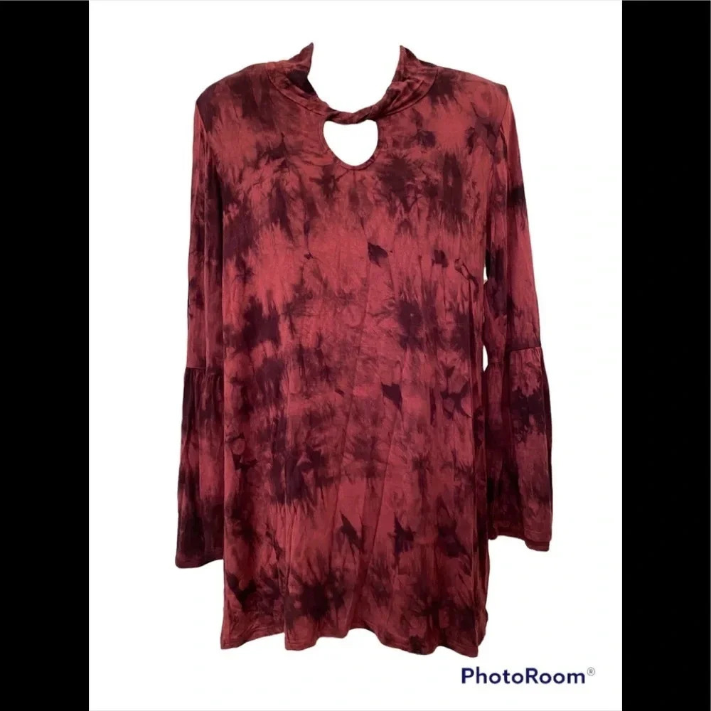 Soft Surroundings Tie Dye Bell Sleeve Long Line Tunic Top Sz M